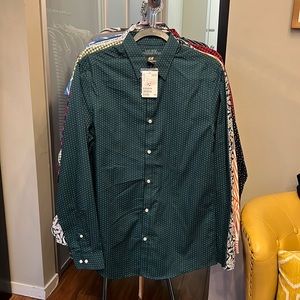 Men’s Small H&M Button Up Green with White Dots, new with tags